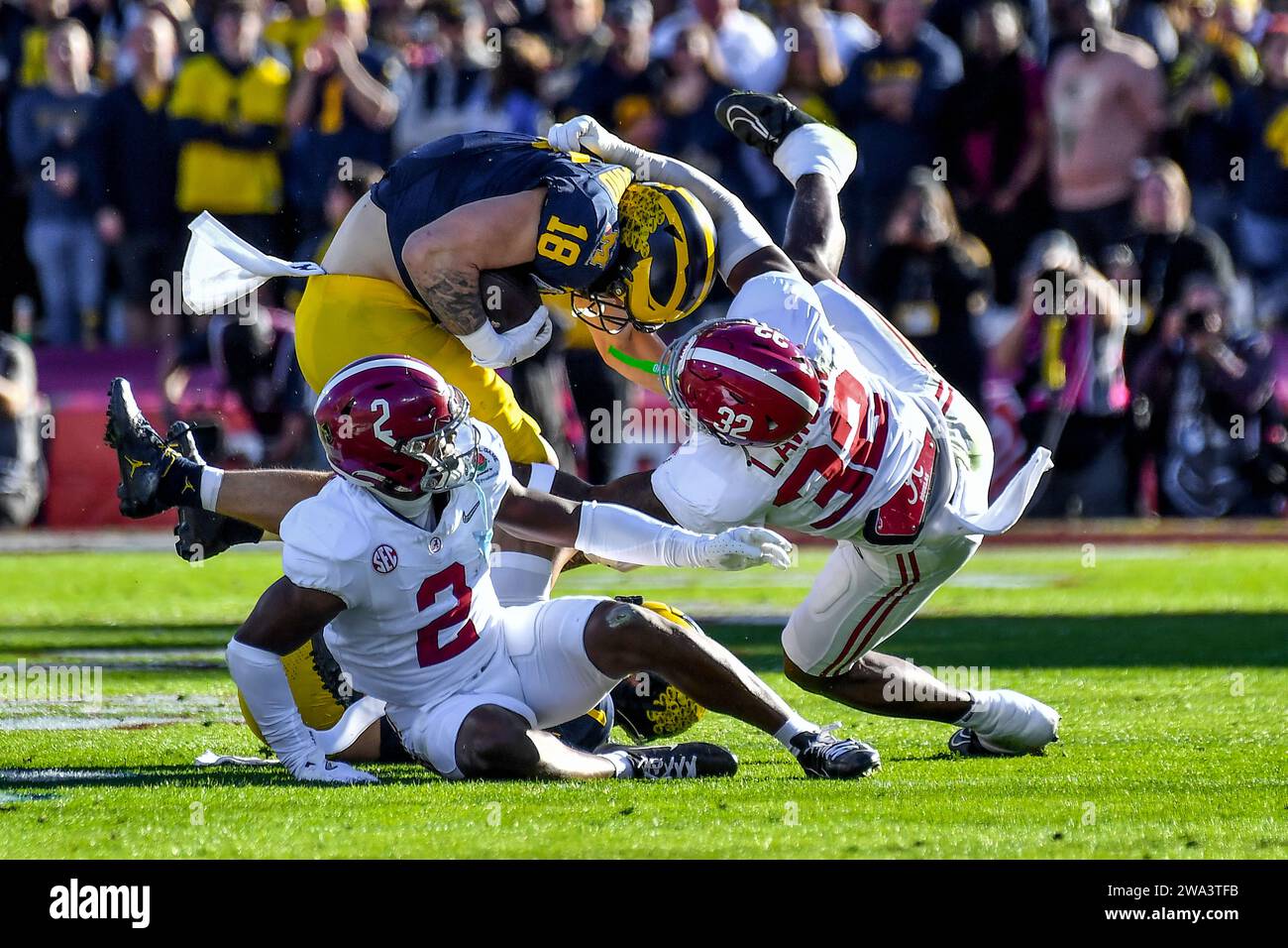 Pasadena, CA. 1st Jan, 2024. Michigan Wolverines tight end Colston