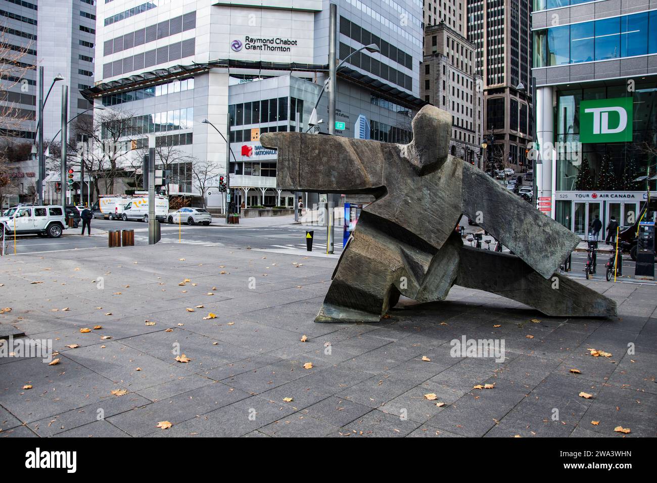 Inuit stone sculpture at Victoria Square in Montreal, Quebec, Canada Stock Photo