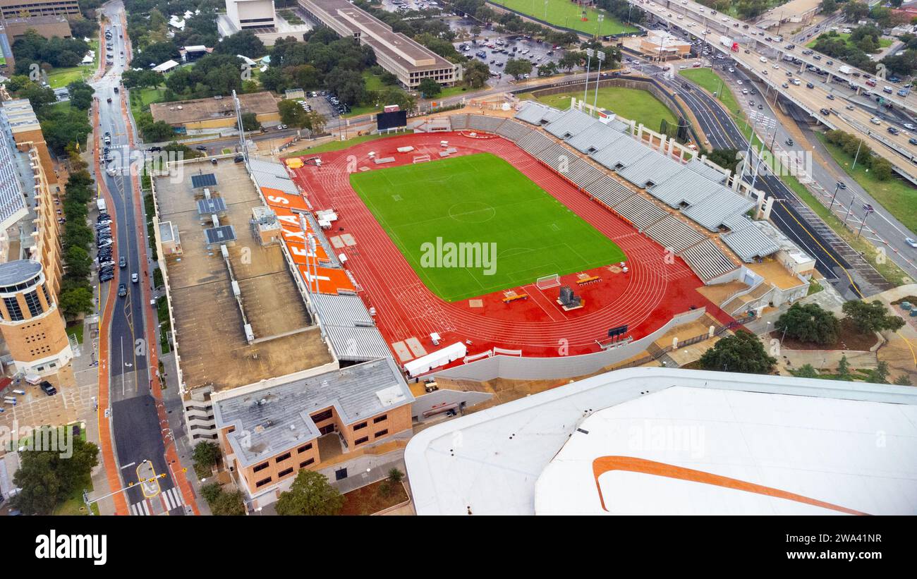 Austin, TX - October 27, 2023: Mike A. Myers Stadium and Soccer Field at University of Texas at Austin Stock Photo