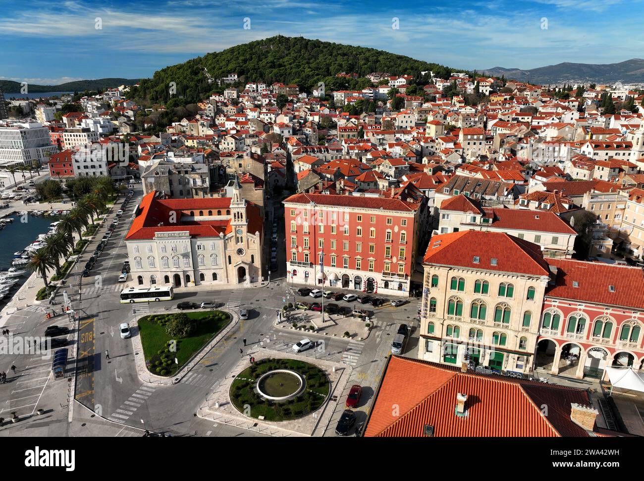 Aerial view of centre of Split, Croatia, with Palace Bajamonti featuring prominently Stock Photo