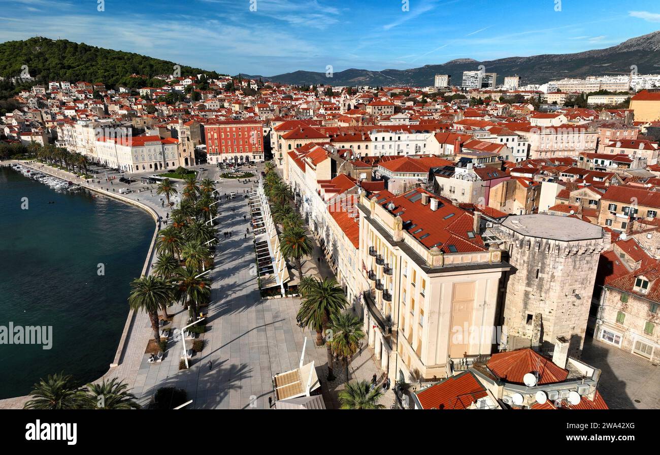 Aerial view of centre of Split, Croatia, with Palace Bajamonti featuring prominently Stock Photo