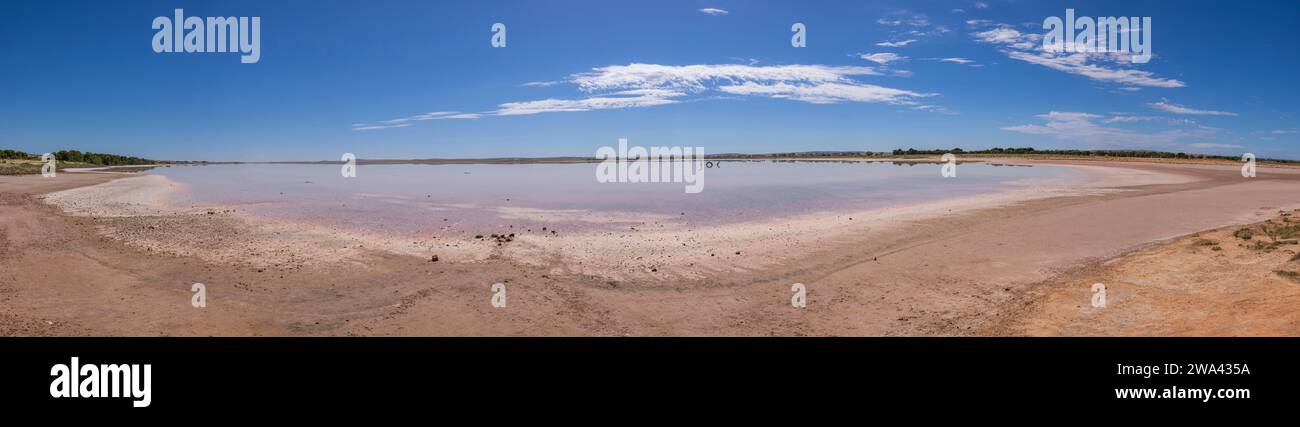 Panoramic views of Lake Bumbunga (Lochiel's Pink Lake) in the Clare Valley of South Australia Stock Photo