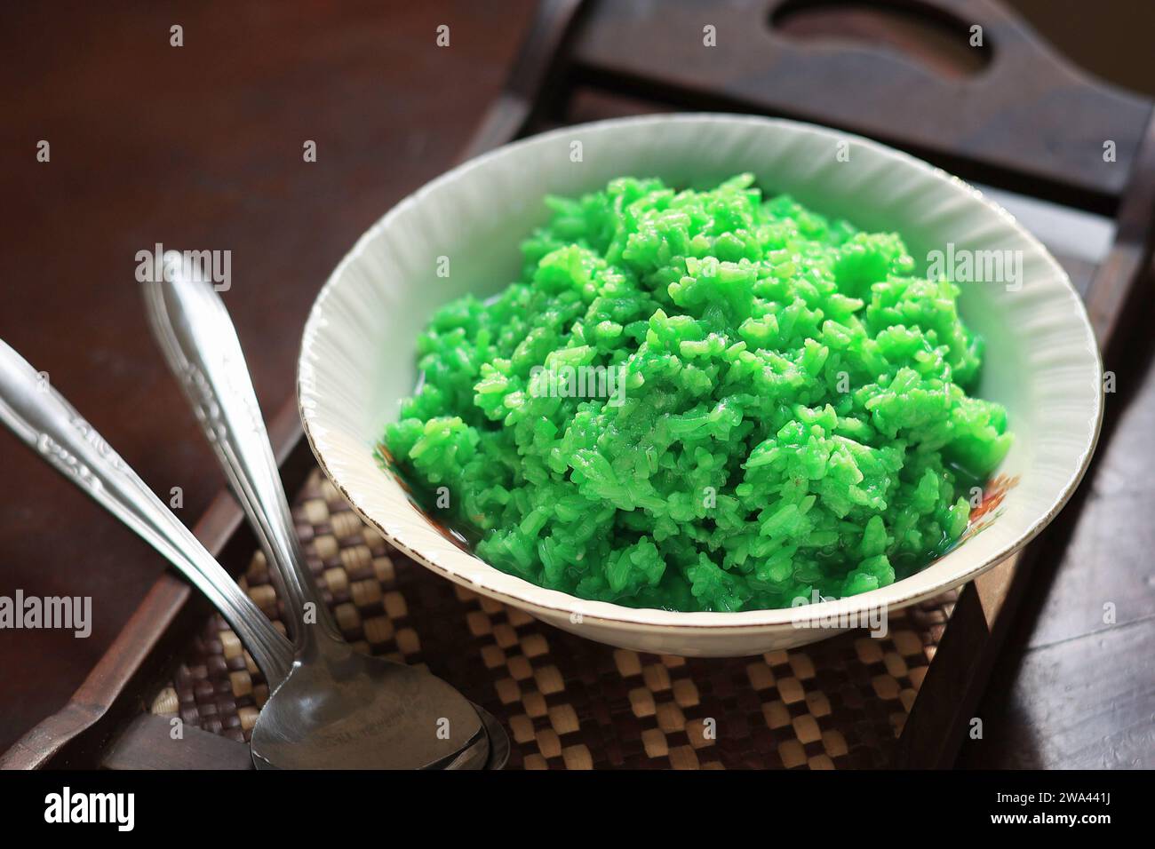 Tape Ketan Ijo, Fermented Glutinous Rice with Pandan Green Color