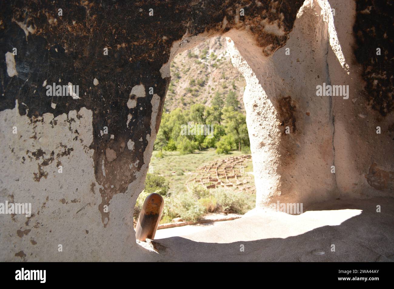 inside the Puye Cliff Dwellings at the ruins of an abandoned pueblo, on