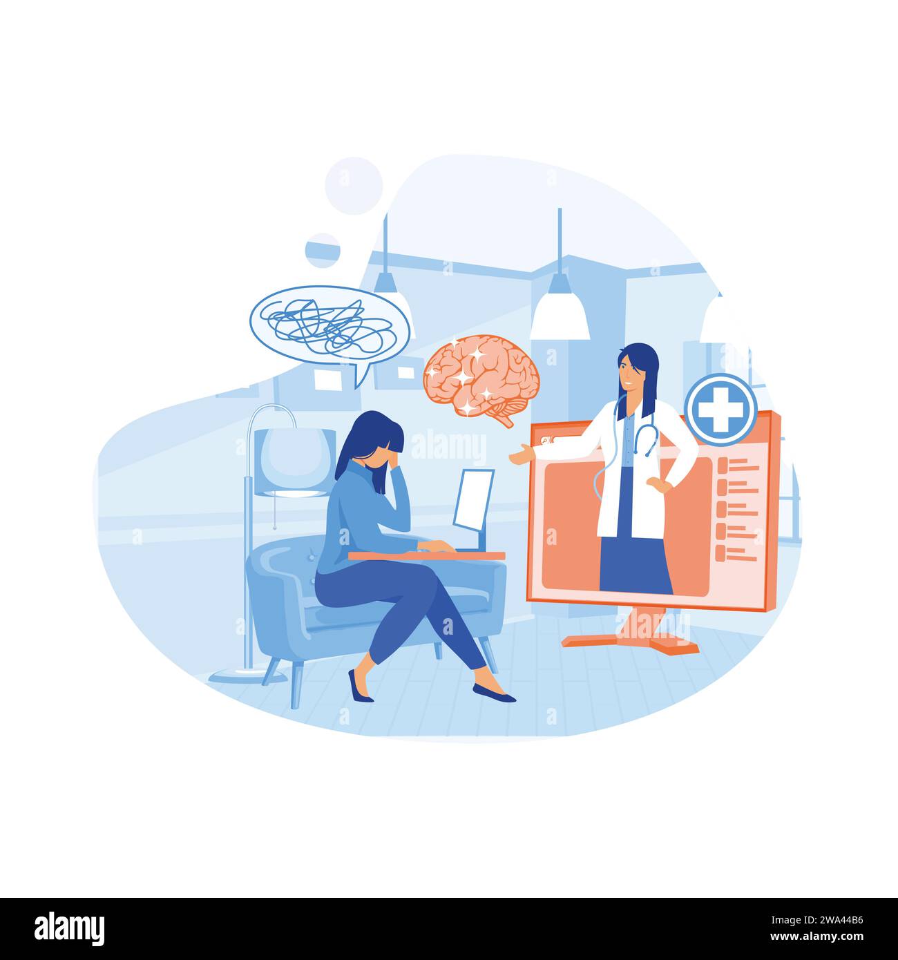 online Psychological Help. Psychologist Doctor Helps Patient to Unravel