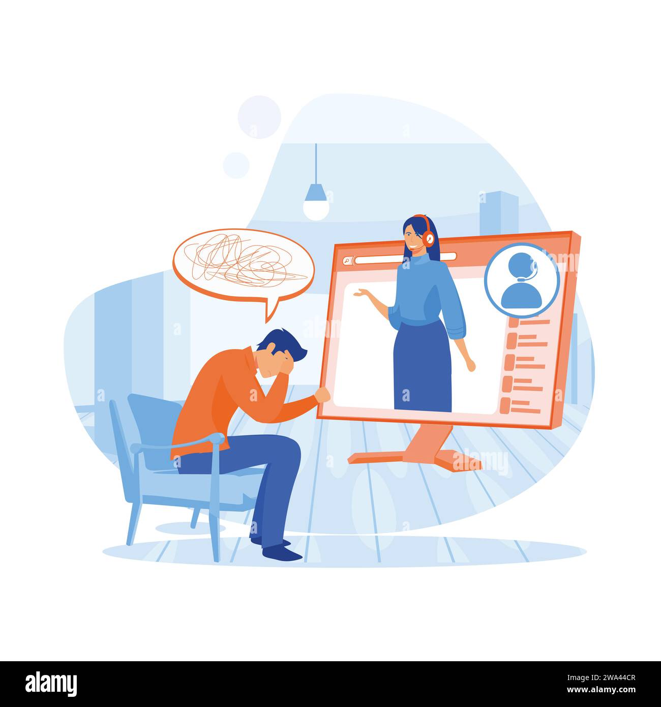 Psychological counseling concept. Vector online psychological assistance service illustration. flat vector modern illustration Stock Vector