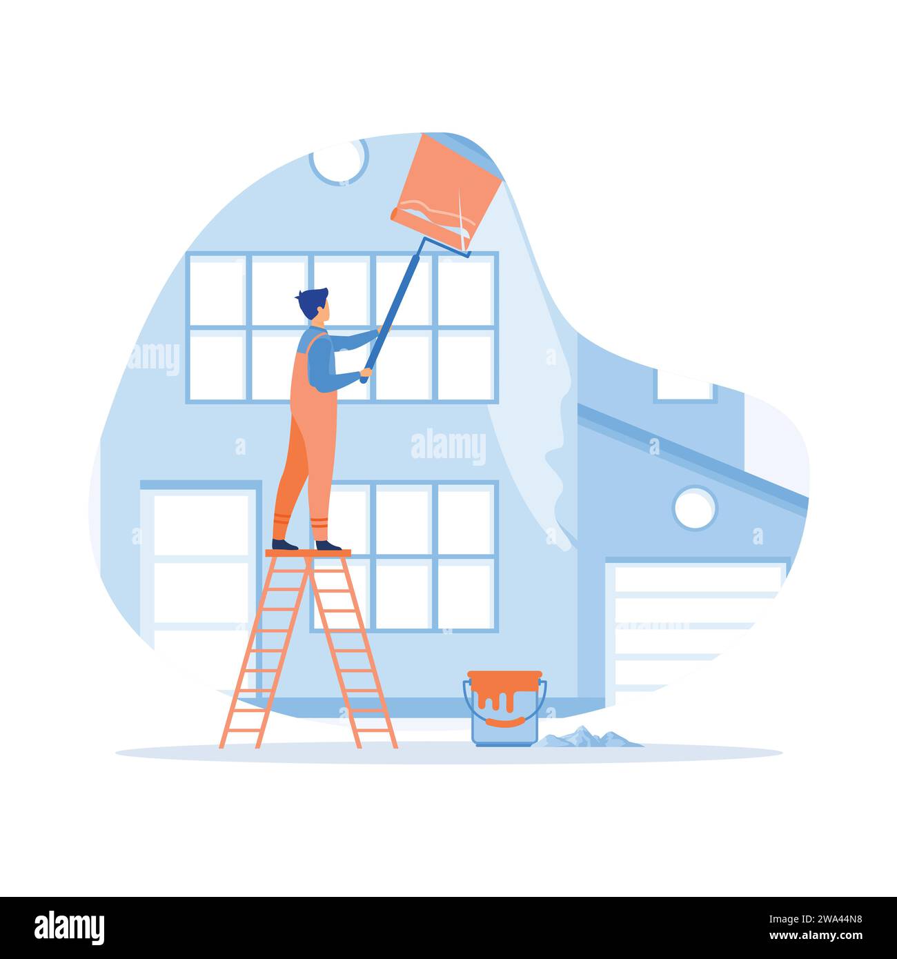 Home renovation flat set with contractor workers doing indoor ...