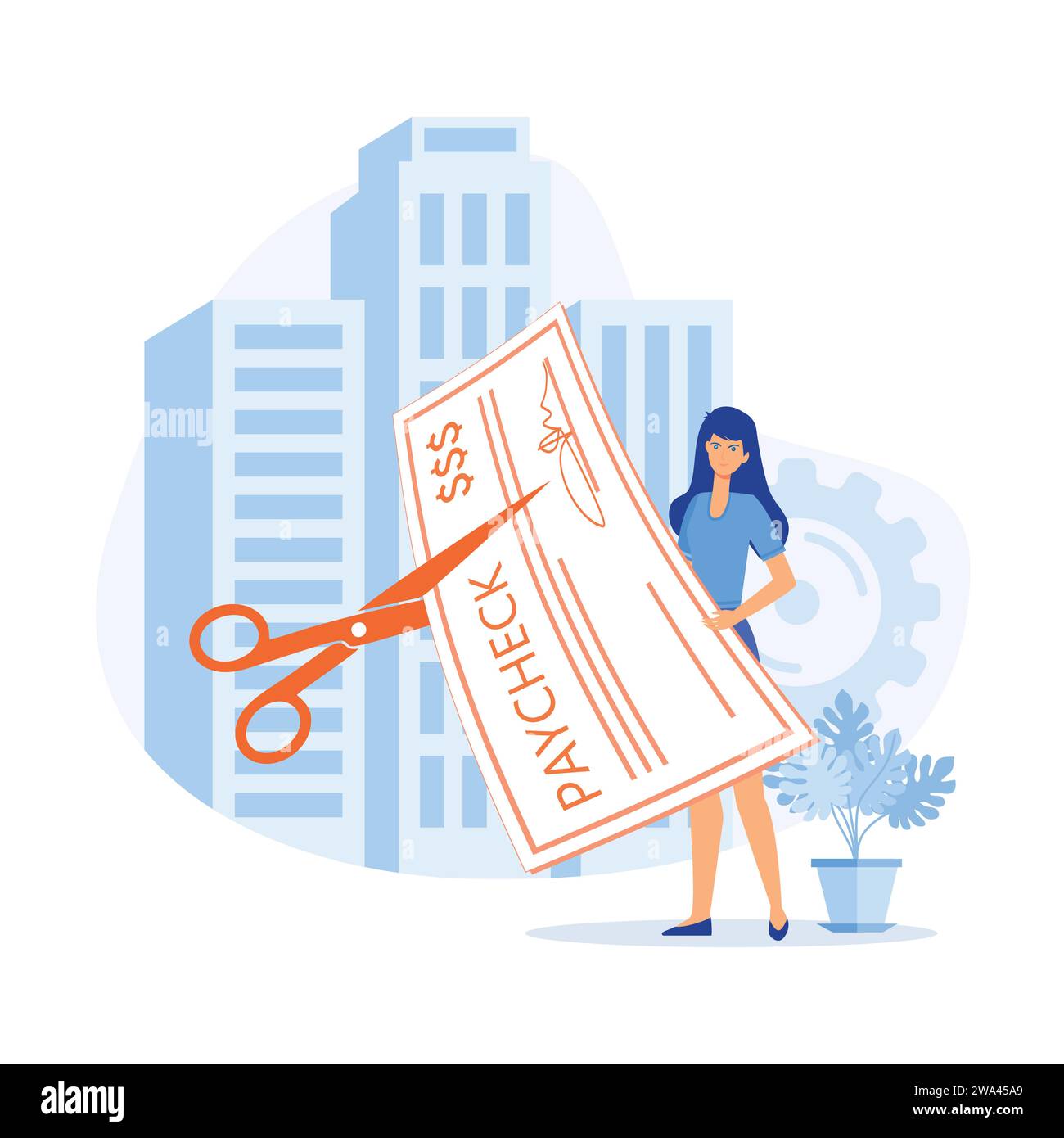 Economy crisis. boss cutting staff employee pay, salary, reducing