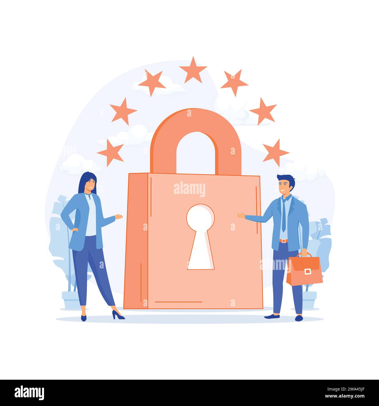 General Privacy. The European Commission strengthens and unifies the protection of personal data, flat vector modern illustration Stock Vector