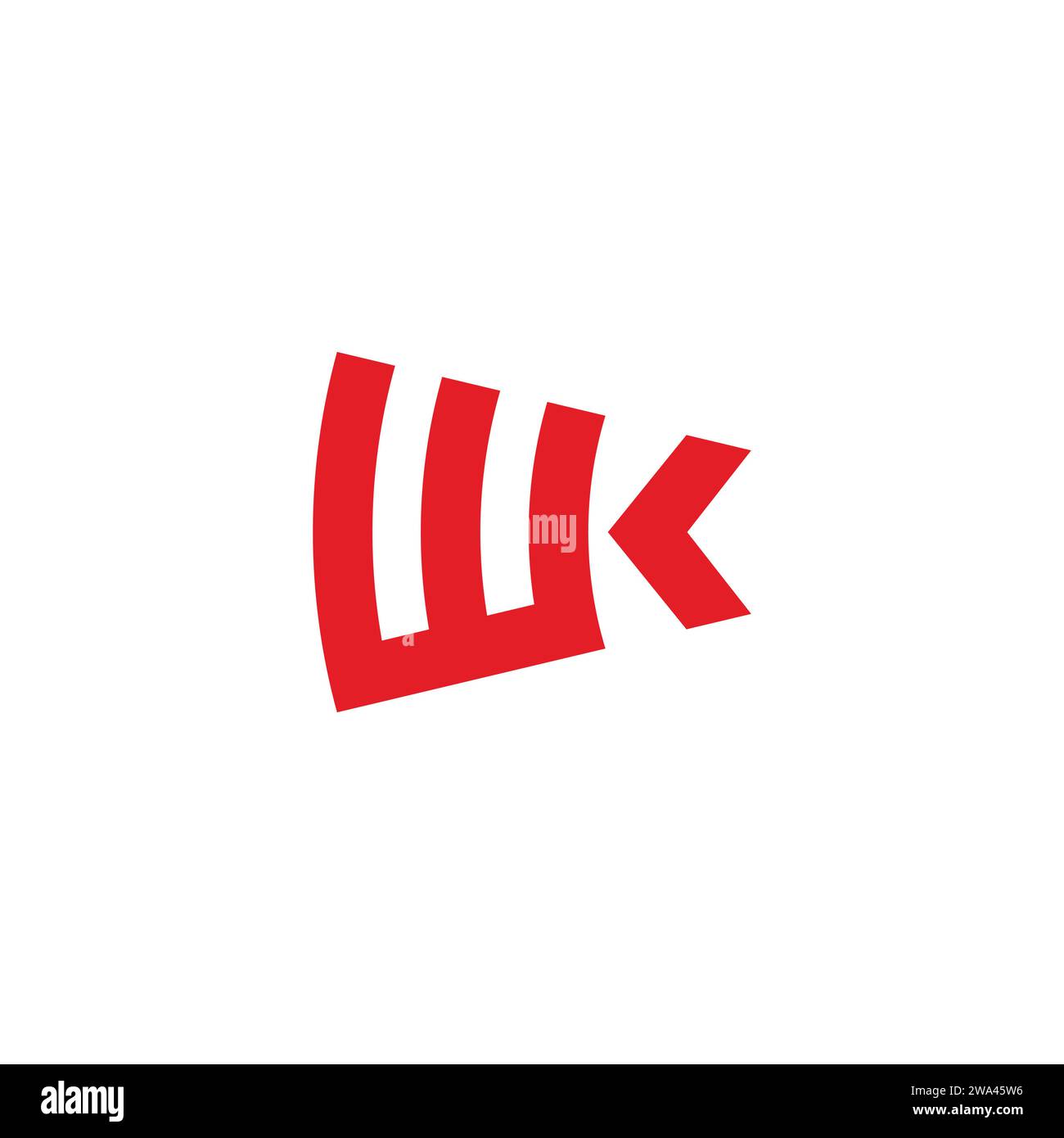letter wk simple arrow stripe red logo vector Stock Vector