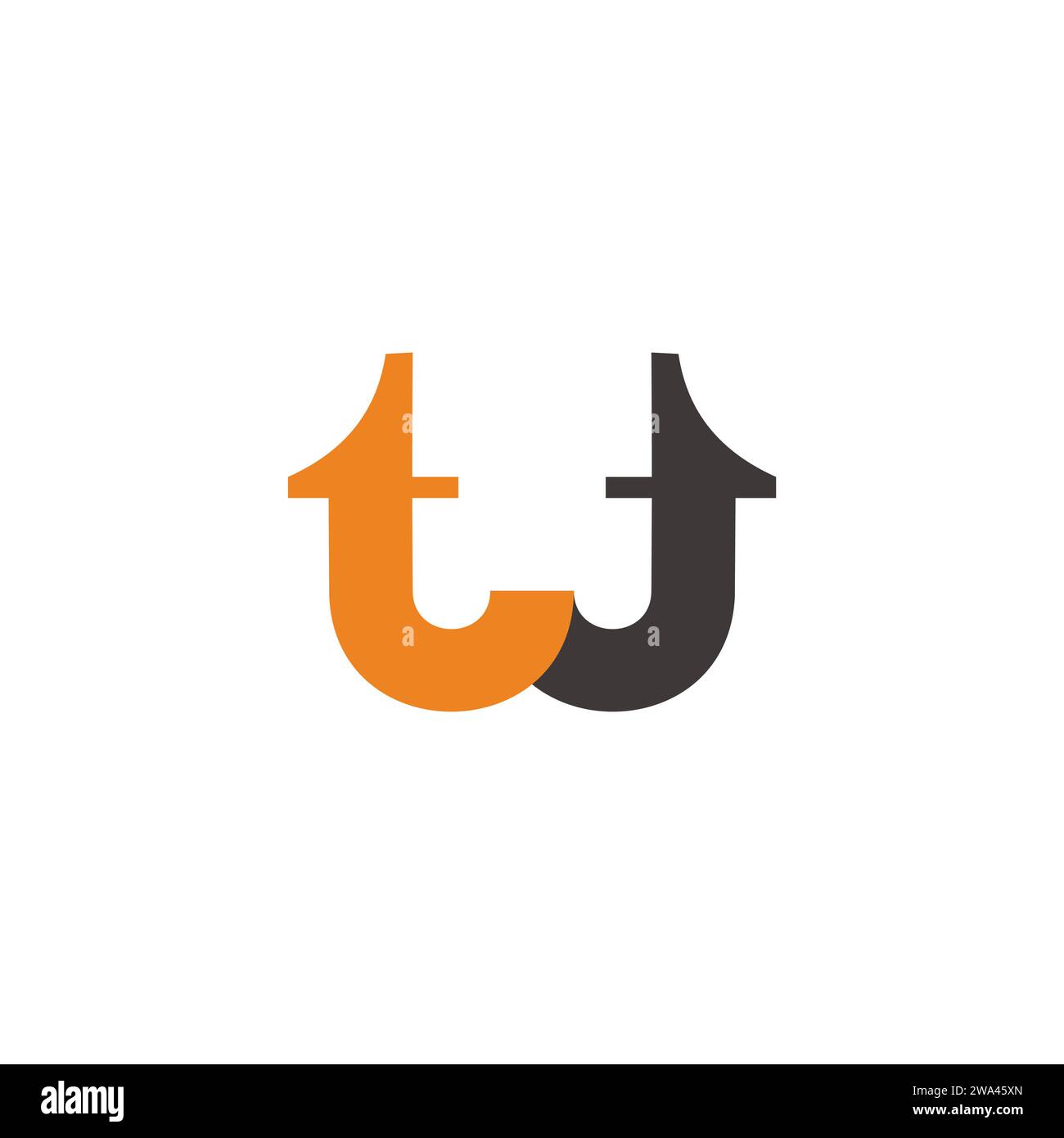 letter tw simple colorful shadow simple logo vector Stock Vector