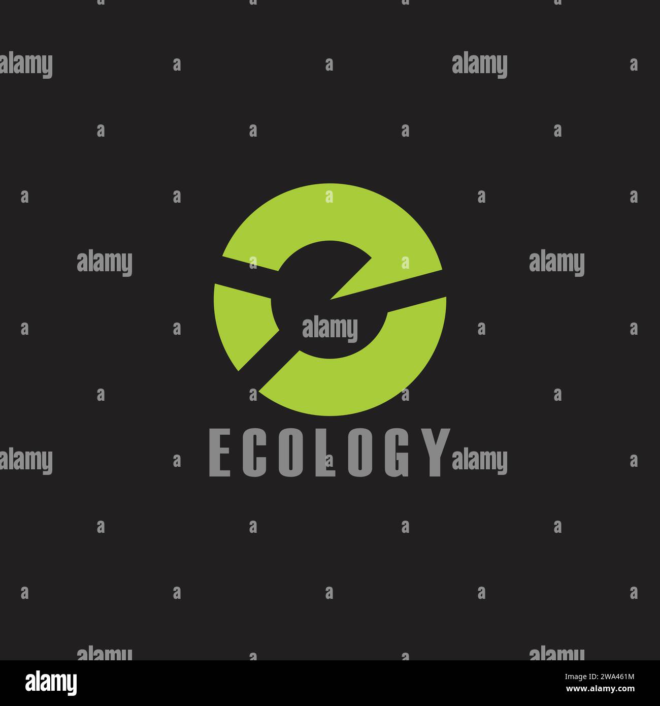 green letter e ecology recycle arrow logo vector Stock Vector