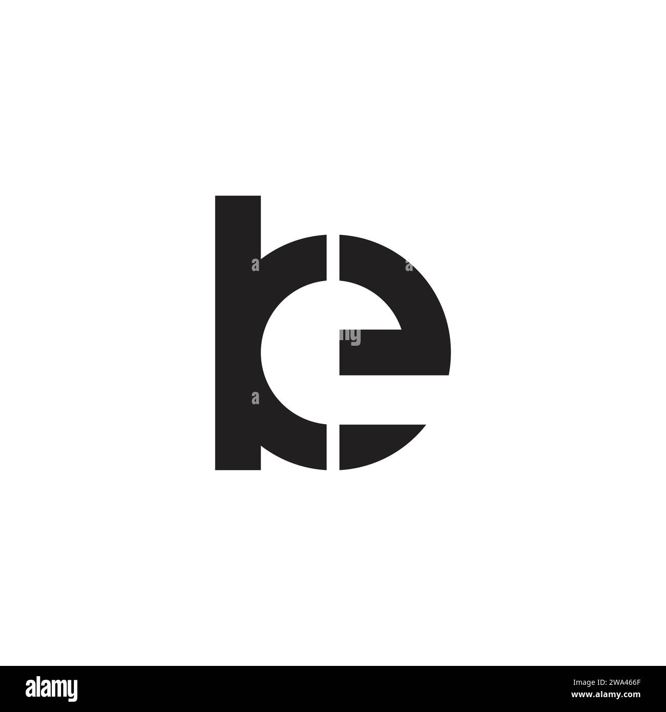 letter be simple linked line round logo vector Stock Vector