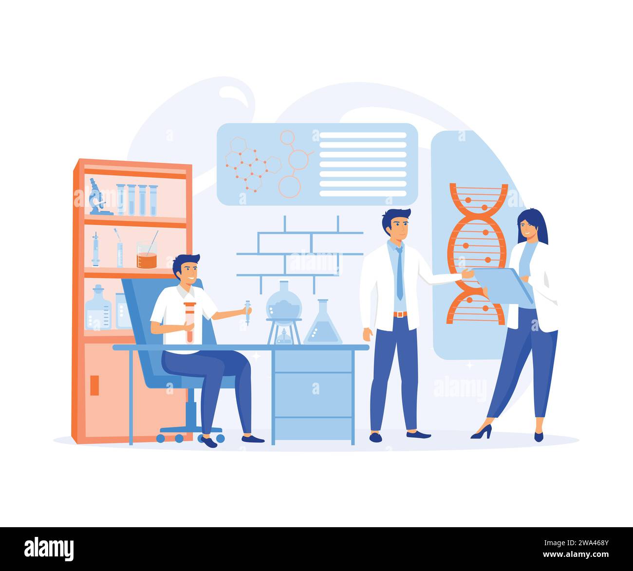 science. DNA molecule laboratory research, gene structure
