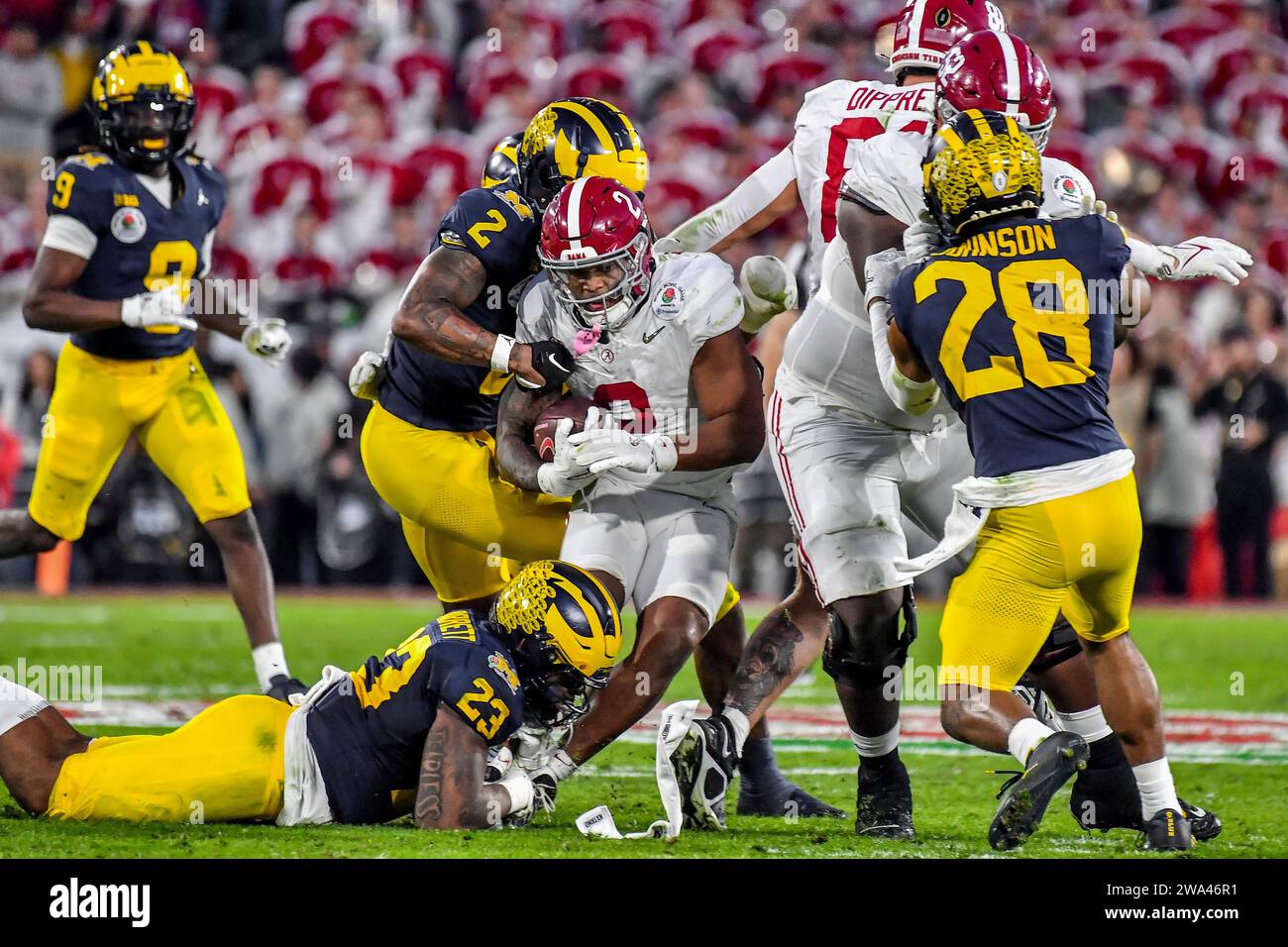 Pasadena, CA. 1st Jan, 2024. Alabama Crimson Tide running back Jase