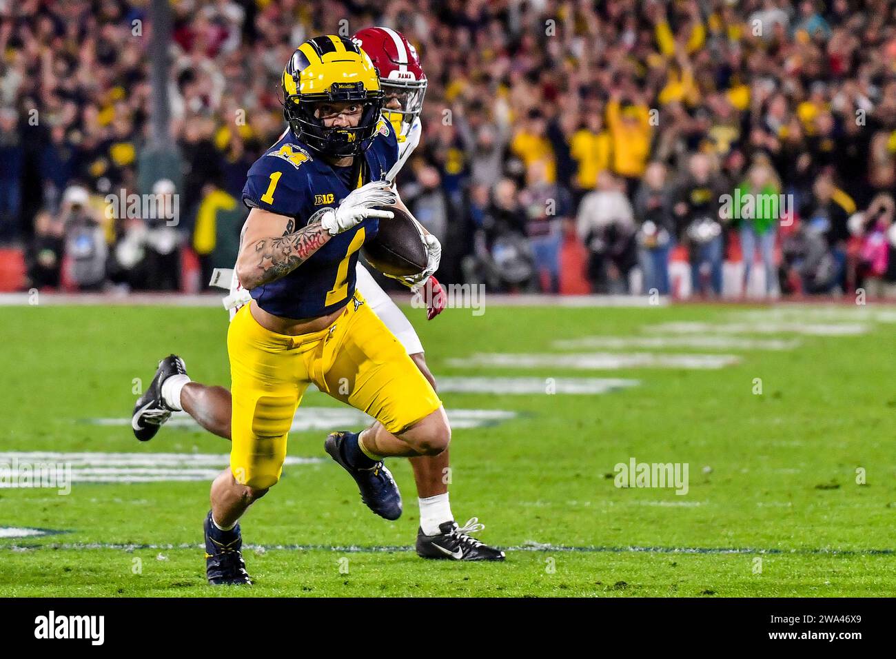 Pasadena, CA. 1st Jan, 2024. Michigan Wolverines wide receiver Roman