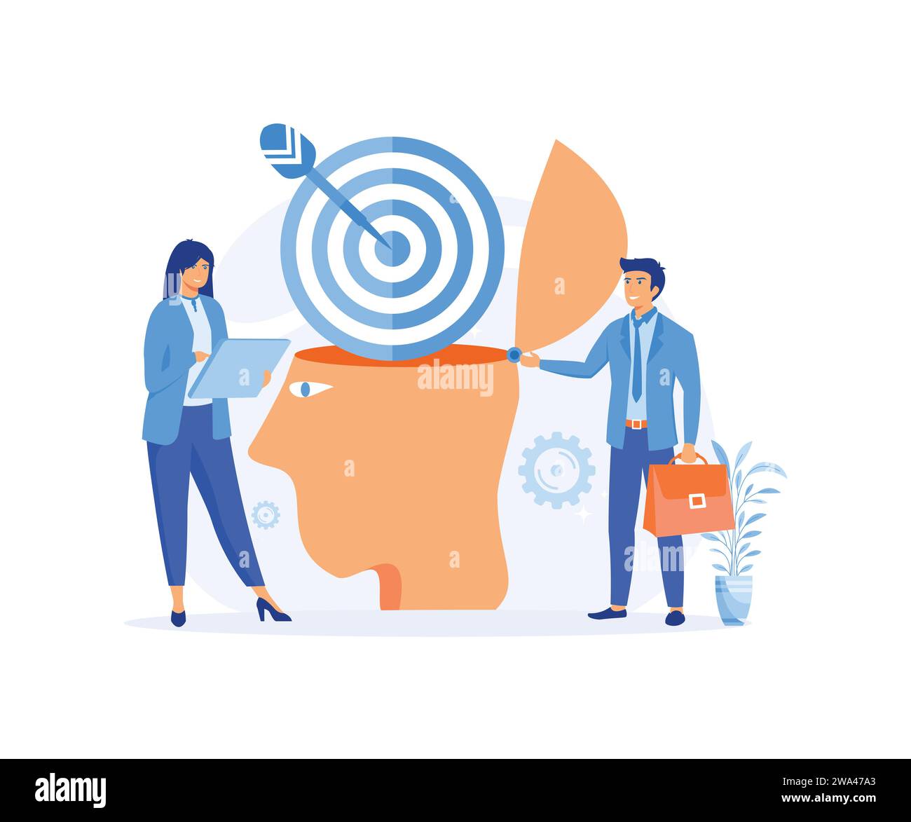 Business team customer target development for marketing. flat vector