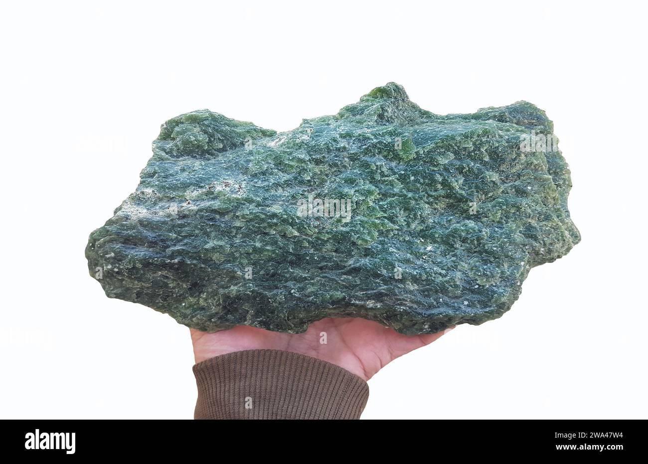 Nephrite Specimen, Variety of Amphibole Minerals. Stock Photo