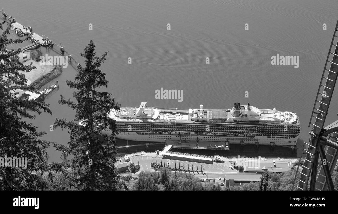 View with cruises ferry boat Black and White Stock Photos & Images - Alamy