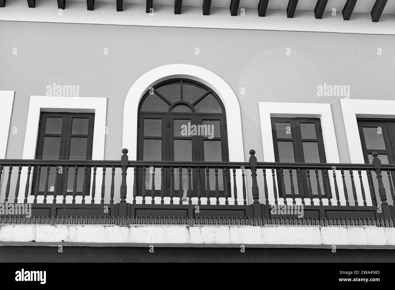 balcony railings on arch window. balcony railings facade. balcony ...