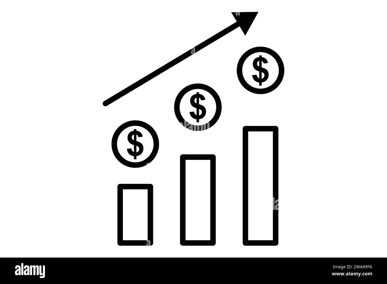 stock market chart icon. chart with dollar. icon related to financial markets and investments. line icon style. element illustration Stock Vector