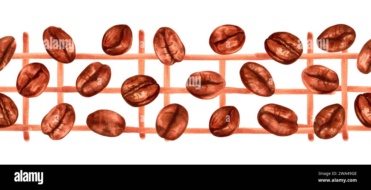 Seamless border of coffee beans.Aroma of robusta and arabica varieties ...