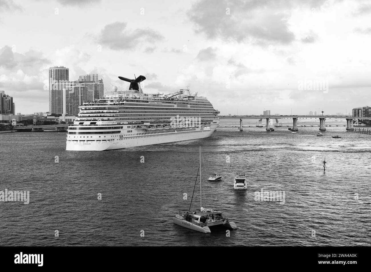 Miami, Florida USA - December 27, 2015: Carnival Cruise Lines big ship