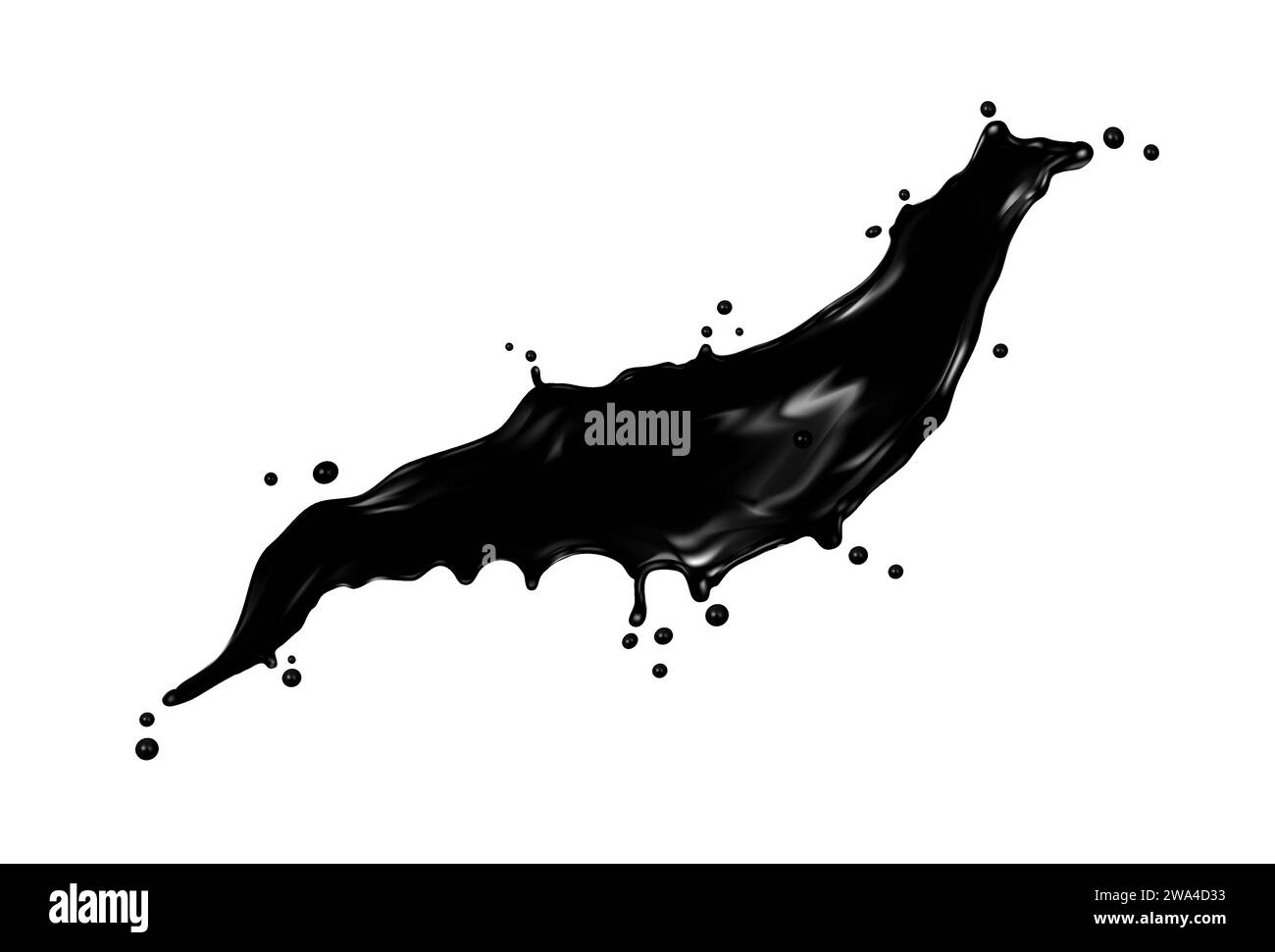 Black oil wave splash, liquid ink swirl, petrol flow. Black paint or