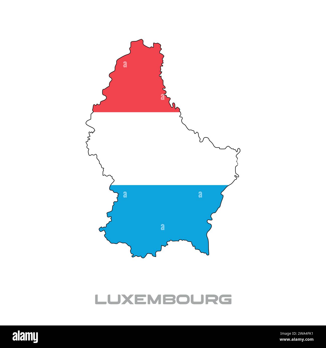 Vector illustration of the flag of Luxembourg with black contours on a white background Stock Vector