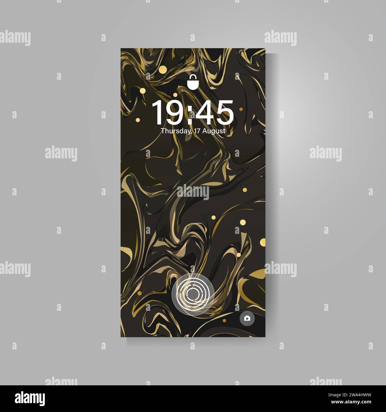 Smartphone screen with abstract wavy marble wallpaper design Stock ...