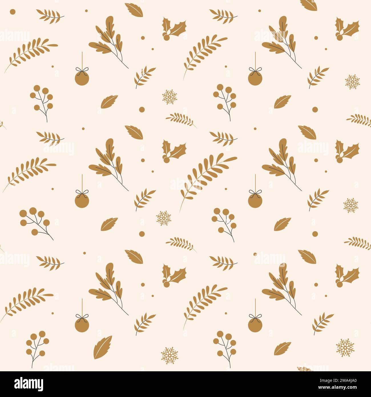Festive Christmas seamless pattern in cream beige color background for gift wrapping paper, vector design Stock Vector