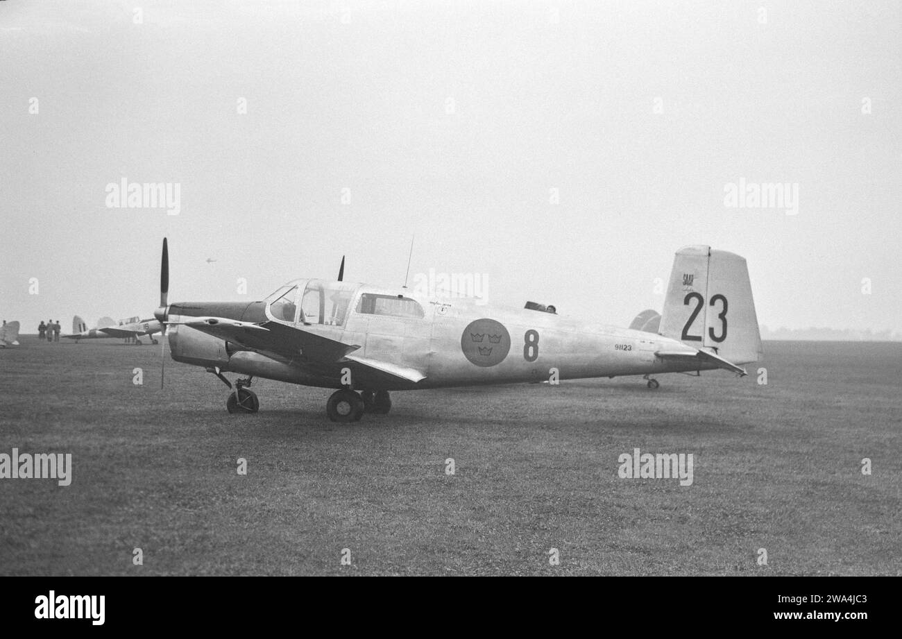 A Swedish Air Force Saab Safir Trainer aircraft. Stock Photo