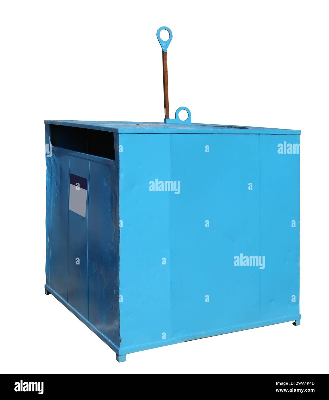 Blue steel garbage container isolated on white Stock Photo Alamy
