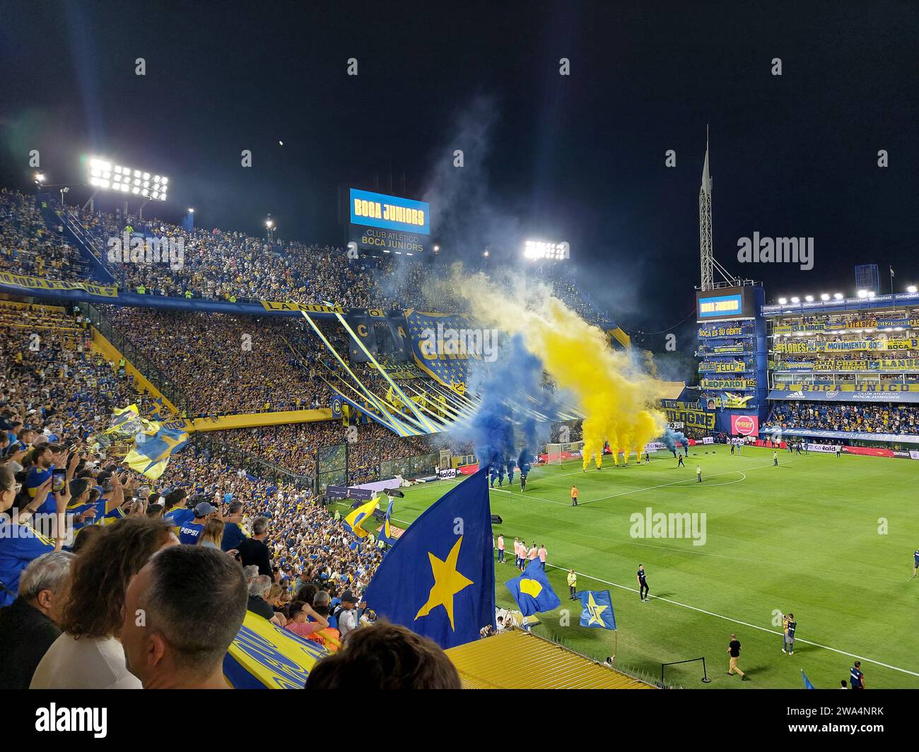Buenos Aires, 9 th april 2023. Boca Juniors fans during the match between Boca Juniors and Colon. Stock Photo