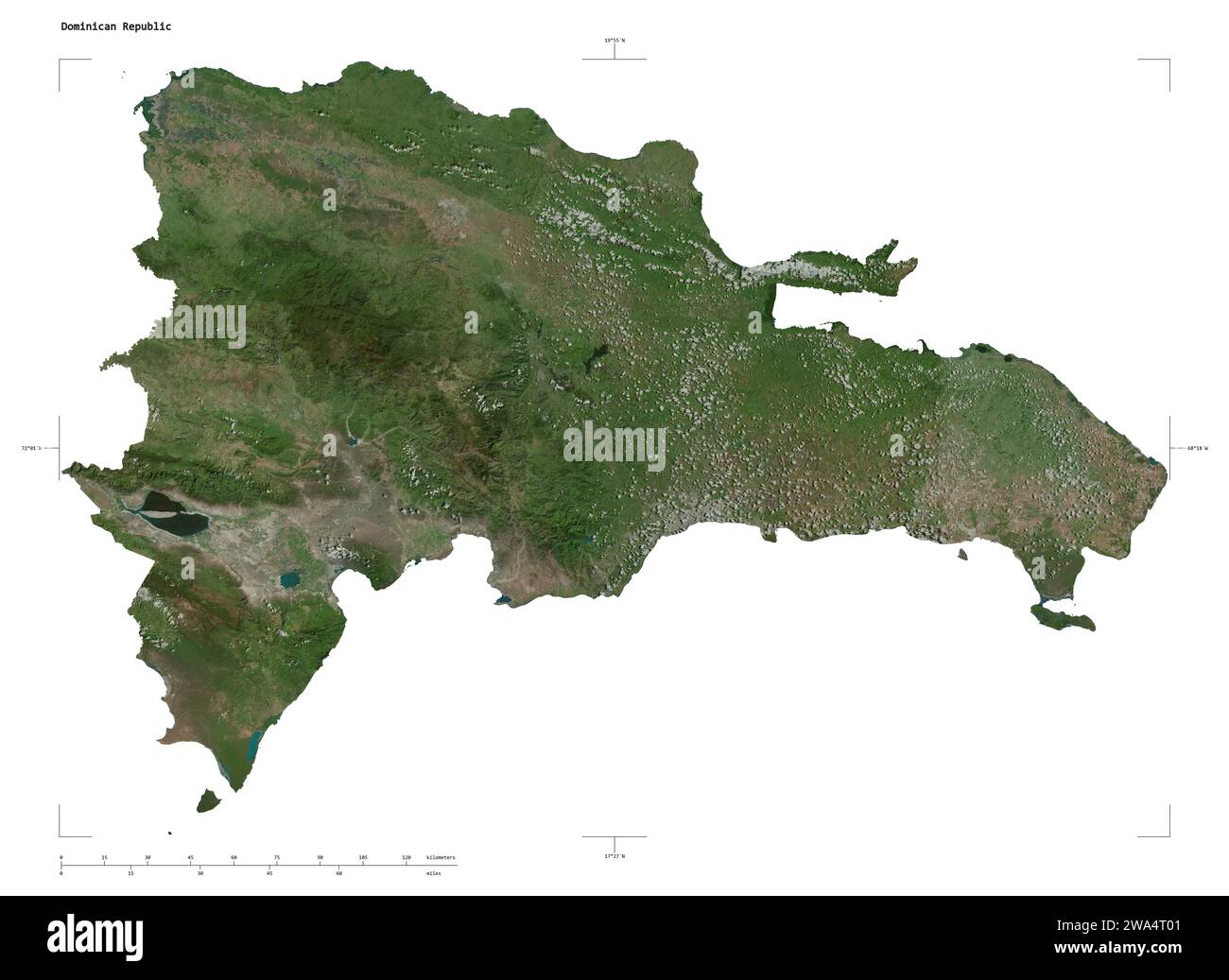 Shape of a high resolution satellite map of the Dominican Republic