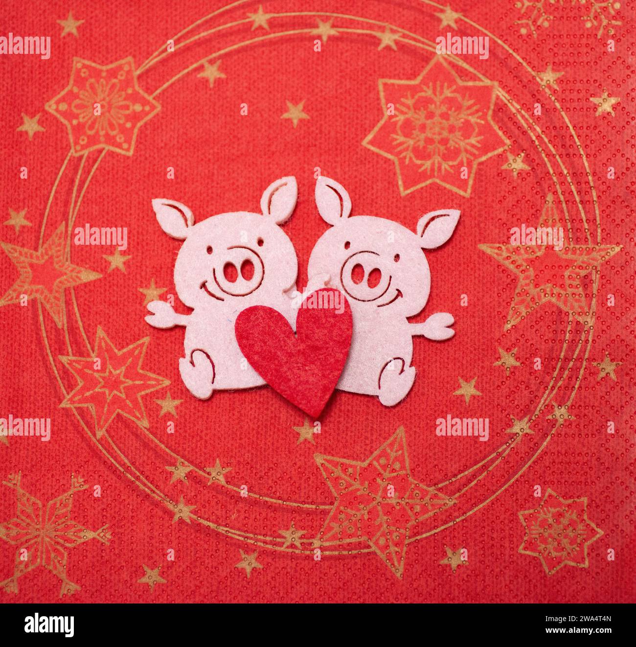 Pink lucky pigs with hearts and or lucky clovers wish you all the best