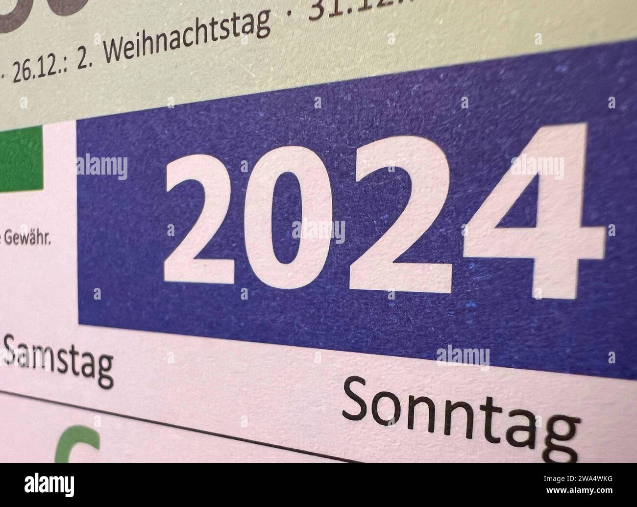 Kalenderblatt Janaur 2024 Jahreswechsel *** Calendar page Janaur 2024