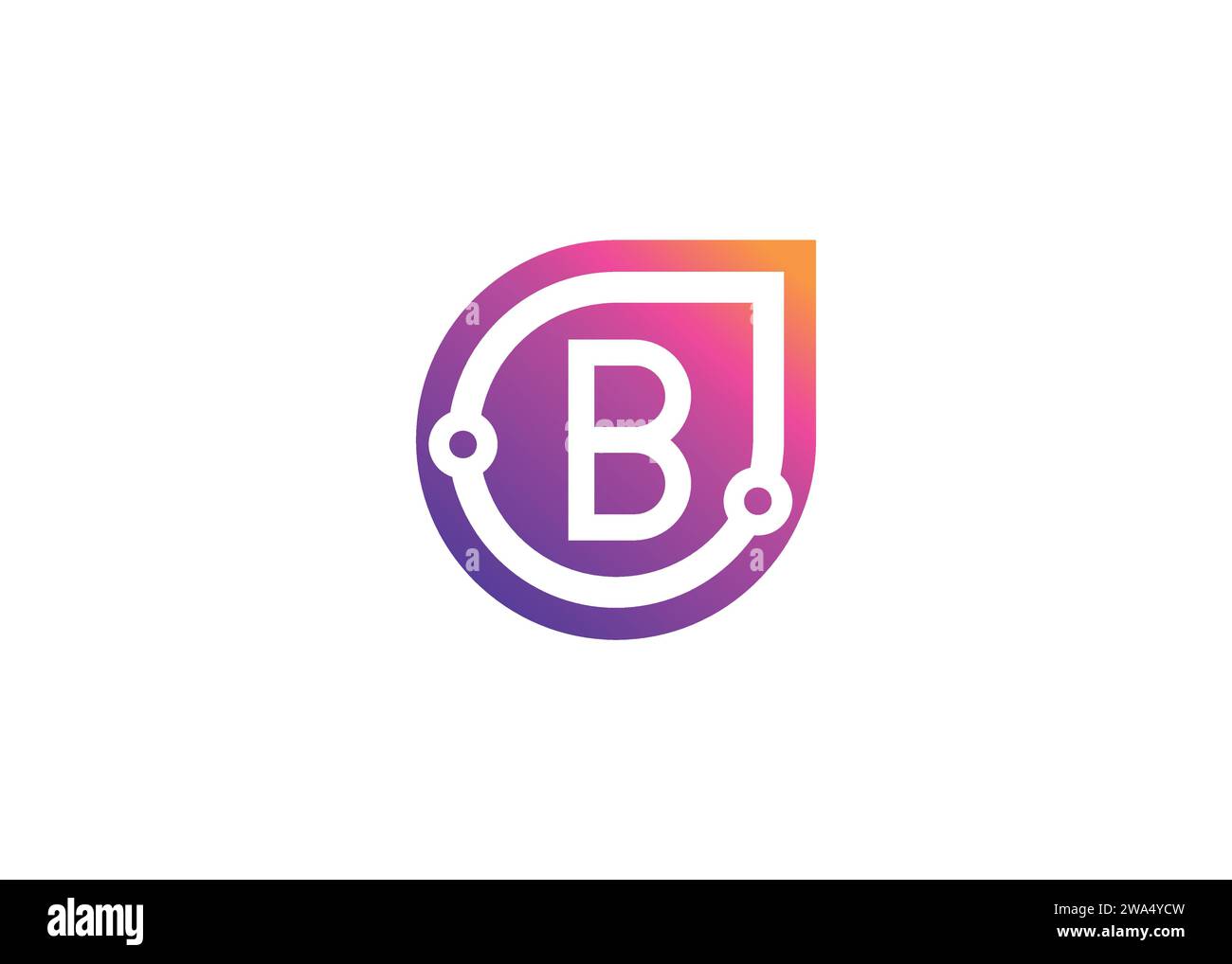 Letter B Technology vector monogram logo design template. Letter B ...