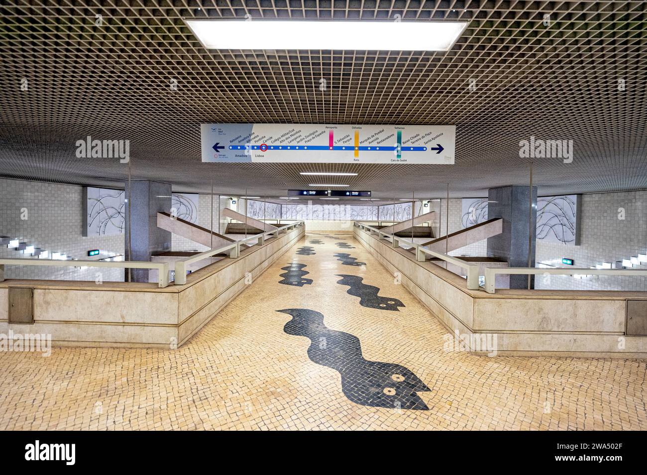 atrium of access to the Carnide subway station in the city of Lisbon. Stock Photo