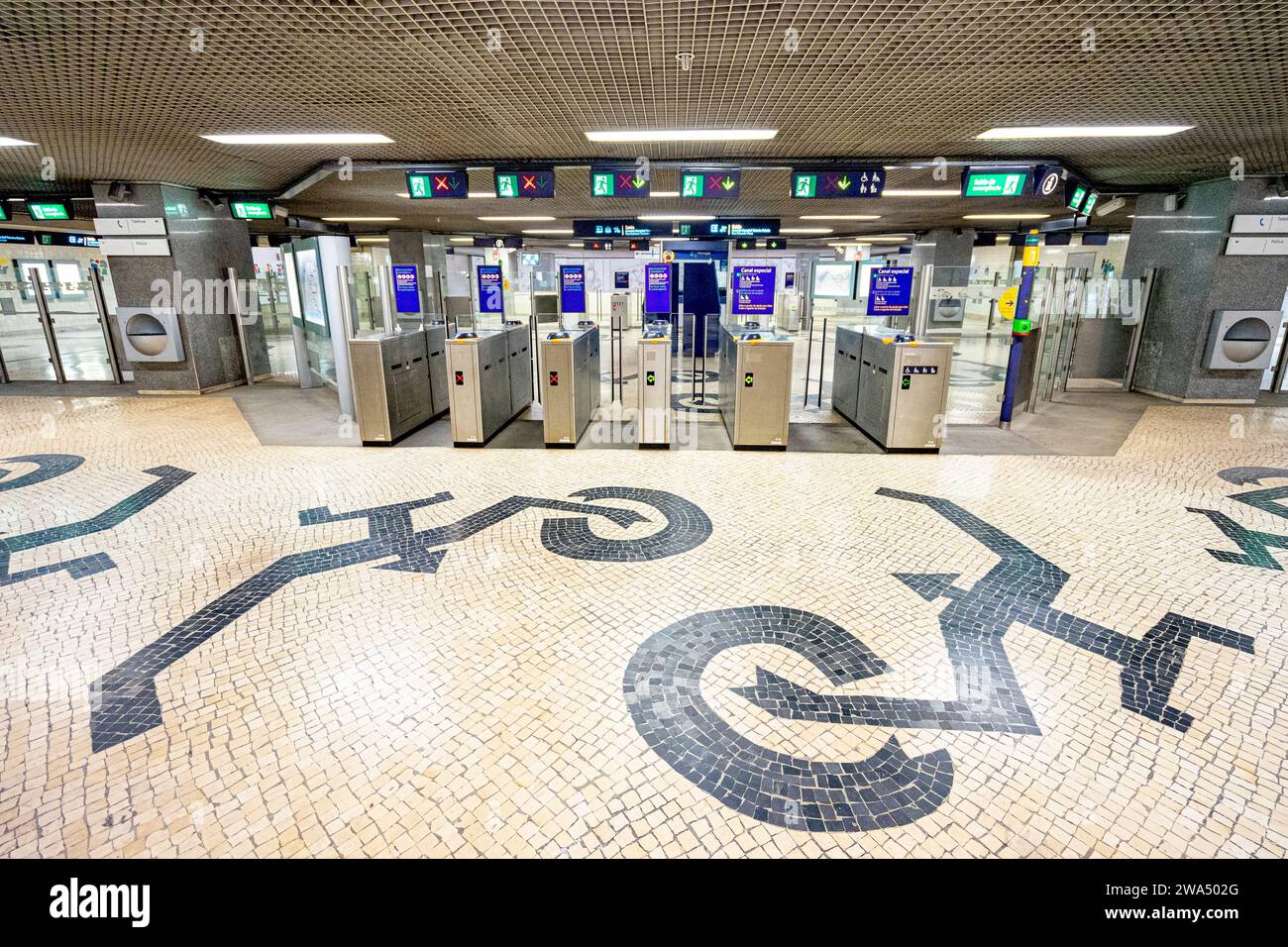 atrium of access to the Carnide subway station in the city of Lisbon. Stock Photo