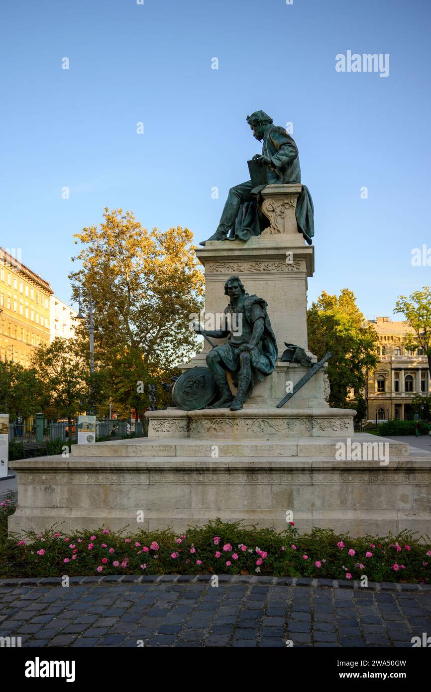 Monument to Hungarian Poet János Arany (John Arany) in the grounds surrounding the Hungarian National Museum Budapest, Hungary Stock Photo