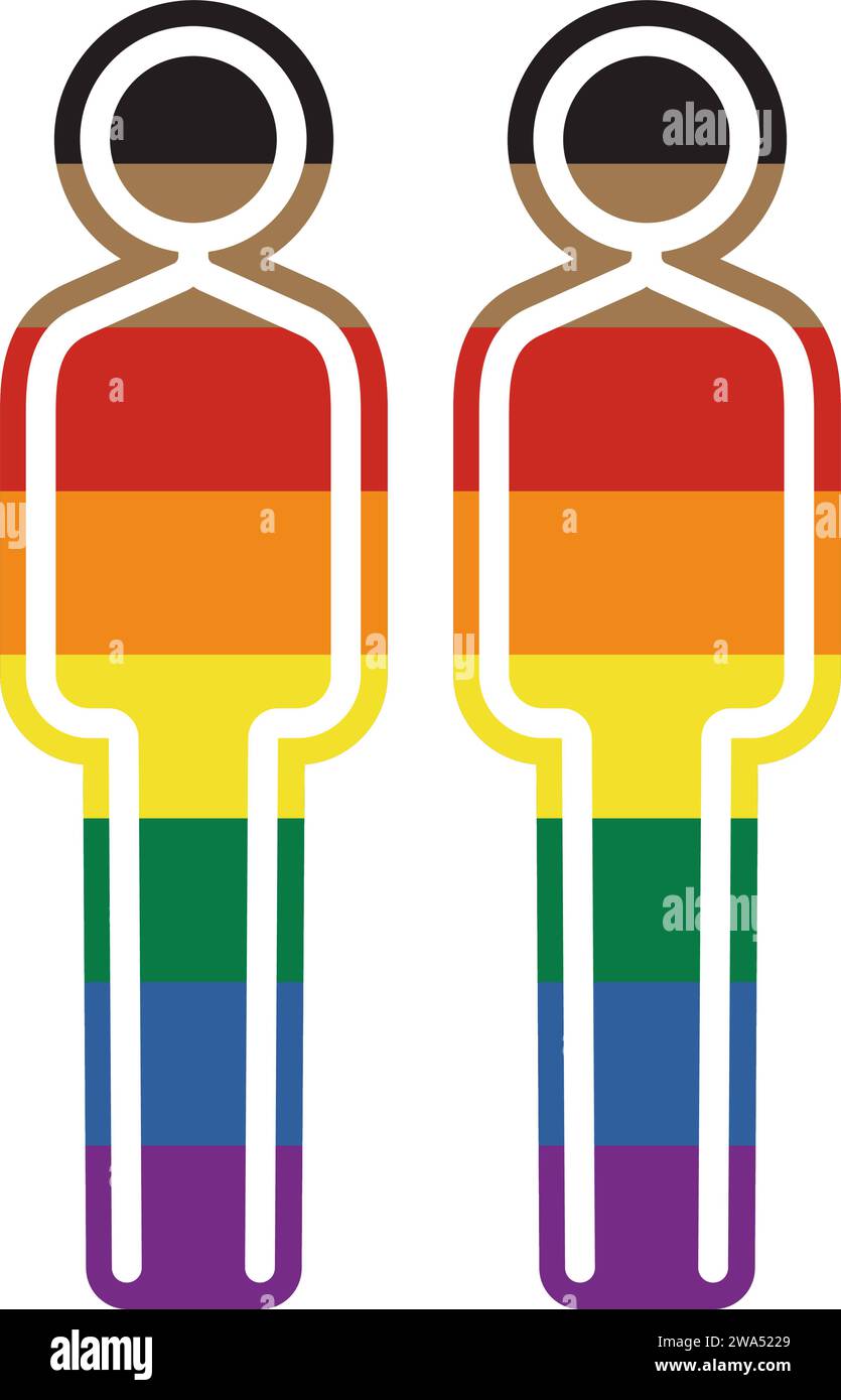Gay couple pride flag icon symbol. Vector illustration Stock Vector