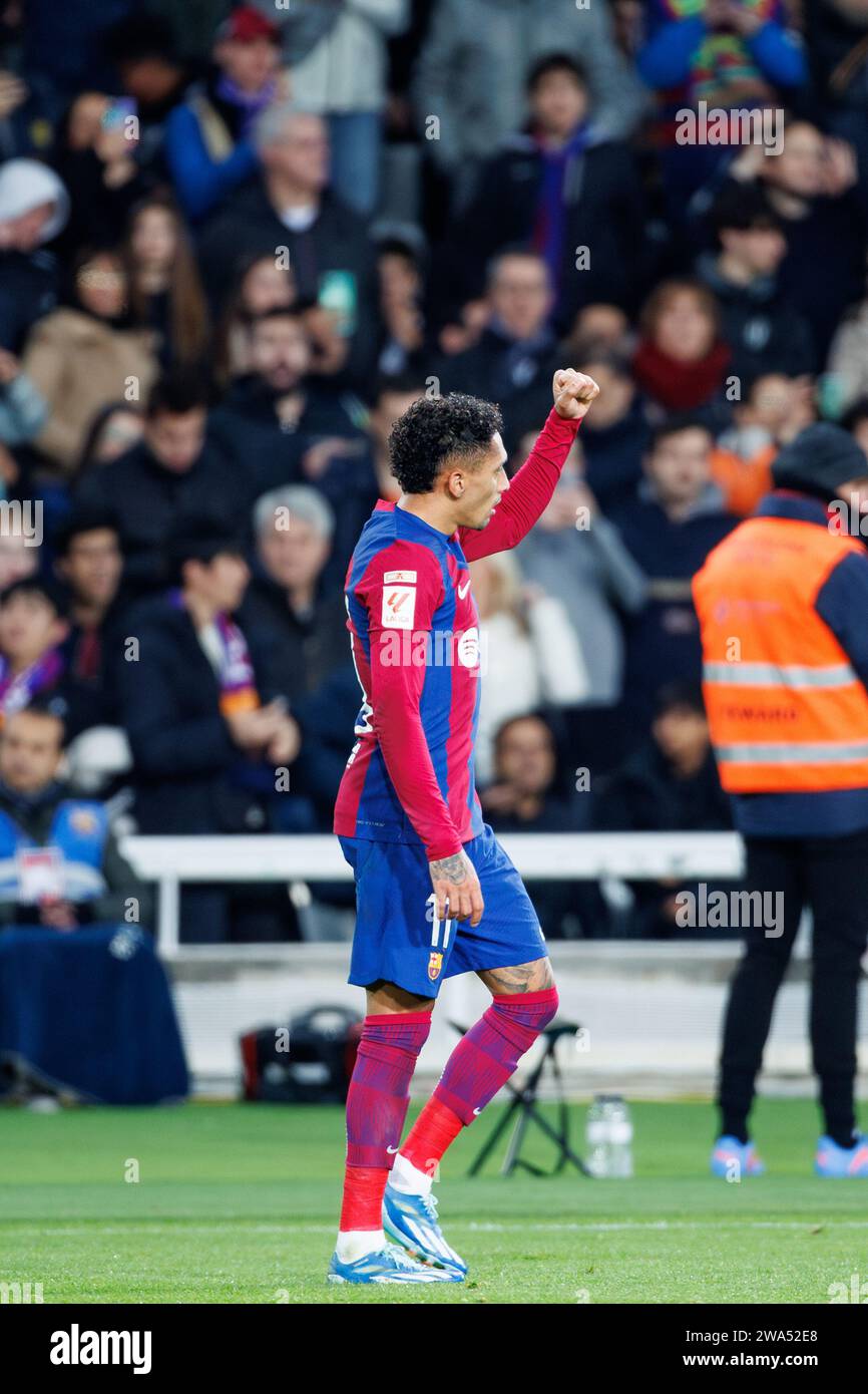 Barcelona, Spain. 20th Dec, 2023. Raphinha celebrates after scoring a goal during the LaLiga EA Sports match between FC Barcelona and UD Almeria at th Stock Photo