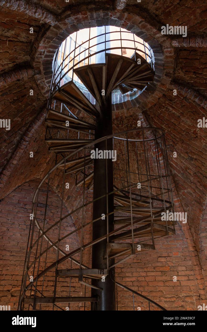 the spiral staircase that allows you to climb to the top of Torrazzo. Stock Photo