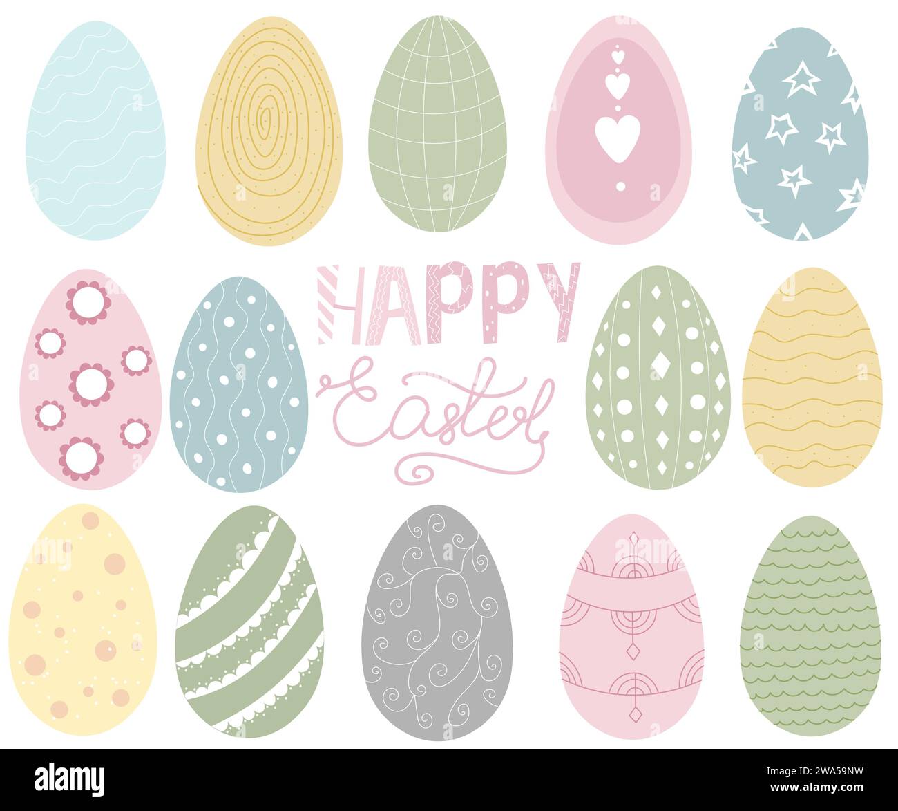 Set of easter eggs flat design on white background Stock Vector Image ...