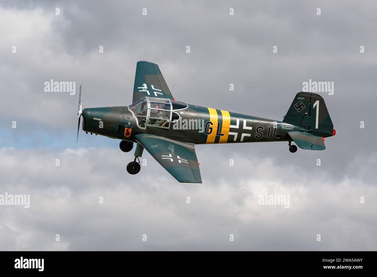 WW2 Propaganda photo of a German Bücker Bü 133 trainer on runway WW2 Propaganda photo of a German Bücker Bü 133 trainer on runway