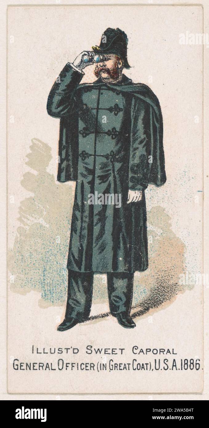 General Officer in Great Coat, United States Army, 1886, from the Military Series (N224) issued by Kinney Tobacco Company to promote Sweet Caporal Cigarettes 1963 by Kinney Brothers Tobacco Company Stock Photo