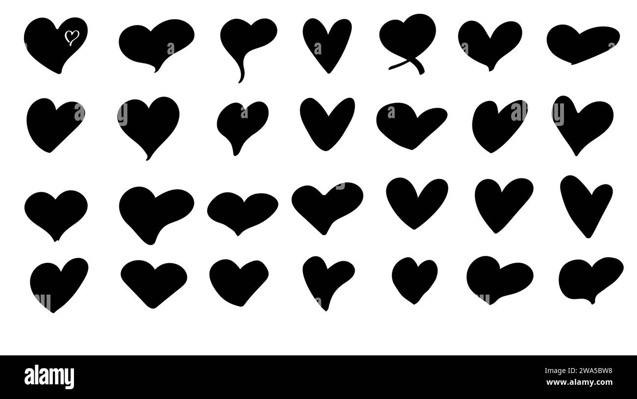 Various simple red vector heart love icon Stock Vector