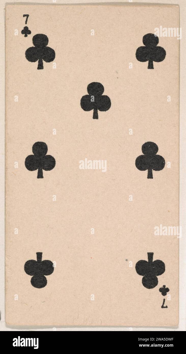 Seven of Clubs, from the Transparent Playing Cards series (N220) issued by Kinney Bros. 1963 by Kinney Brothers Tobacco Company Stock Photo