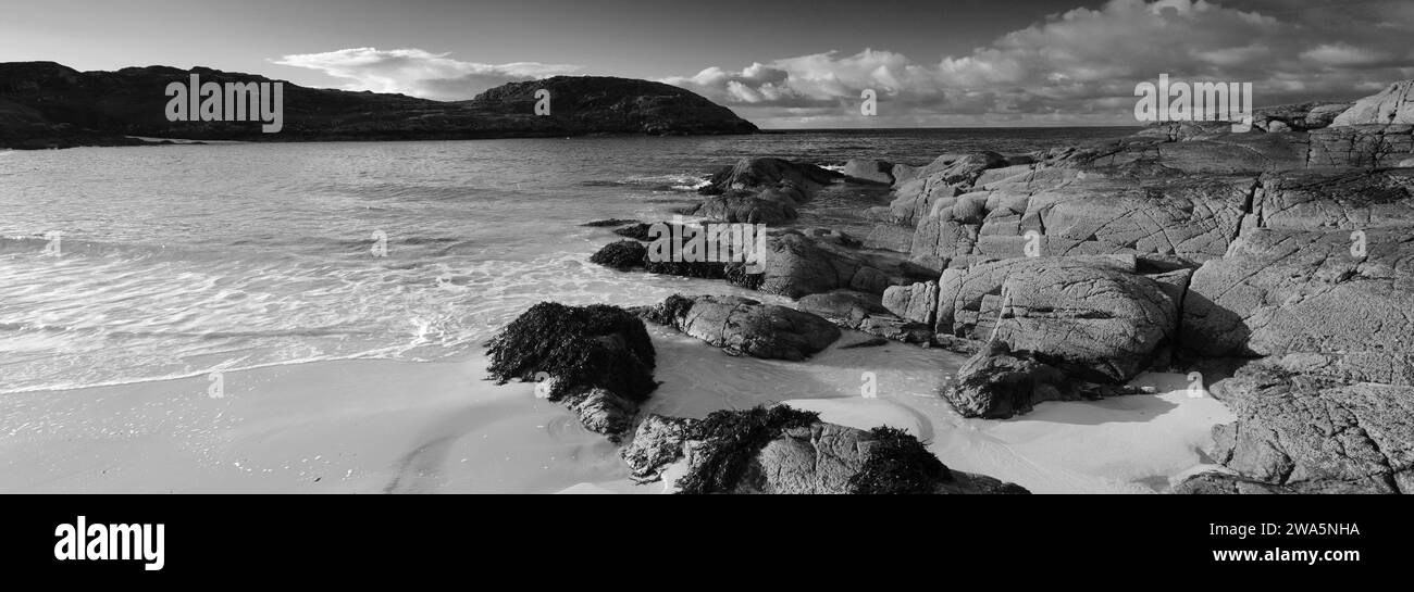 The sandy beach at Achmelvich village, Sutherland, North West Scotland, UK Stock Photo